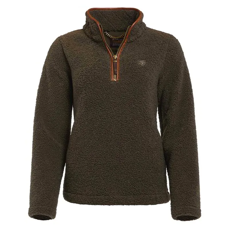 Holland Cooper Country Fleece Half Zip Women's Pullover - Khaki Borg-3