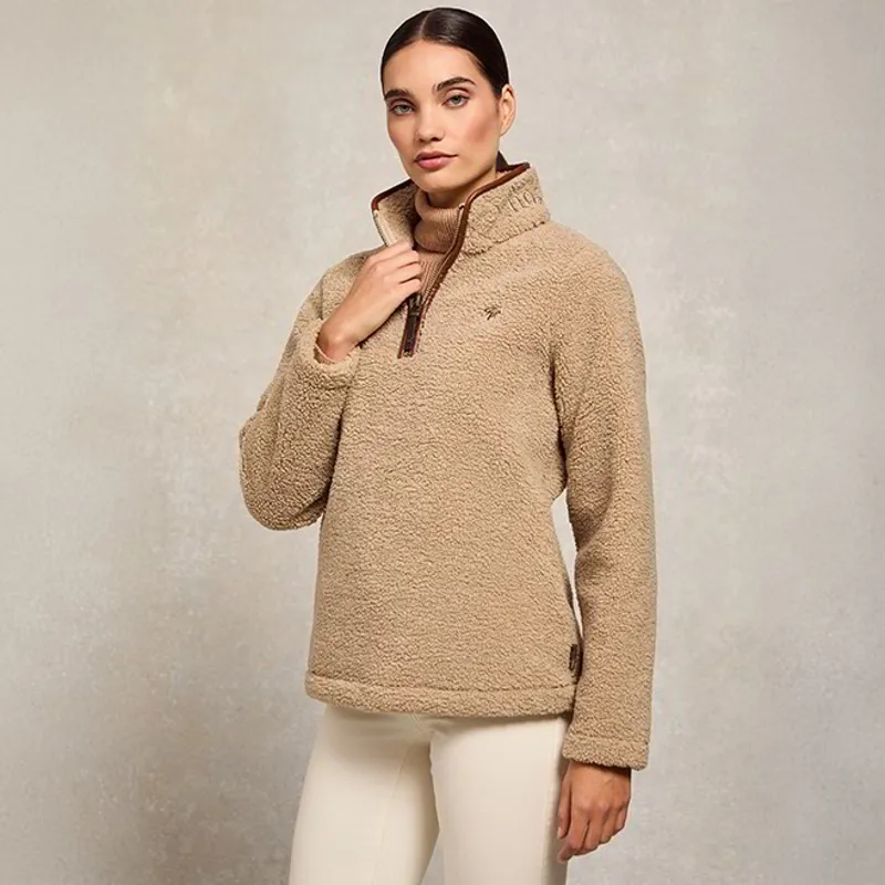 Holland Cooper Country Fleece Half Zip Ladies Pullover - Natural Borg-2