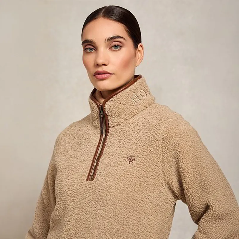 Holland Cooper Country Fleece Half Zip Ladies Pullover - Natural Borg-5