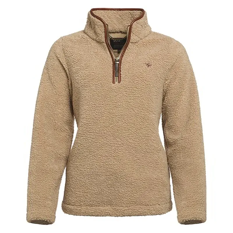 Holland Cooper Country Fleece Half Zip Ladies Pullover - Natural Borg-1