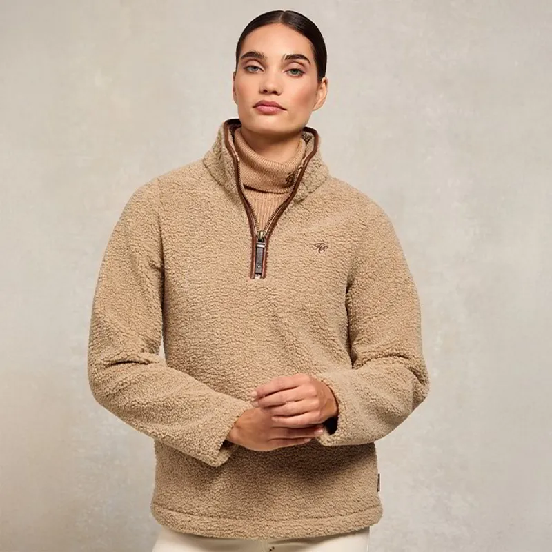 Holland Cooper Country Fleece Half Zip Ladies Pullover - Natural Borg-3