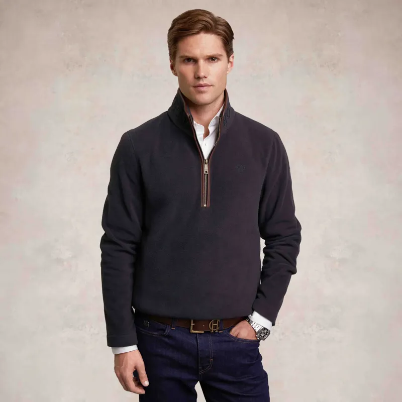 Holland Cooper Country Fleece Men's Quarter Zip Pullover - Ink Navy