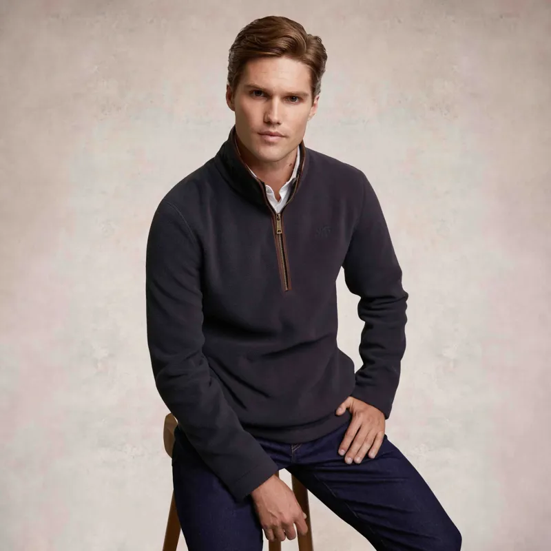 Holland Cooper Country Fleece Men's Quarter Zip Pullover - Ink Navy-1