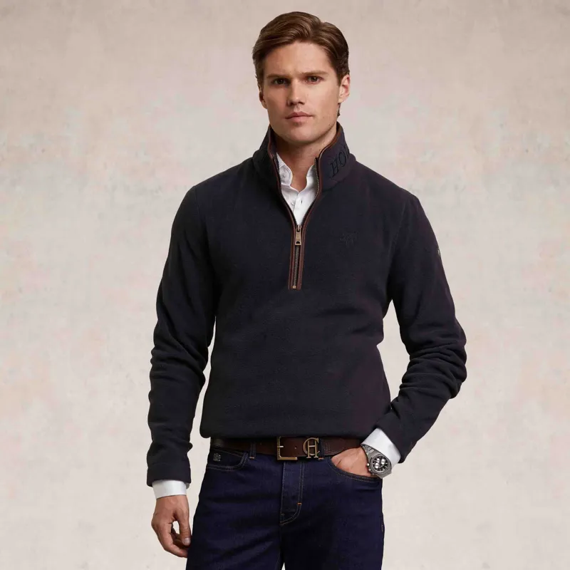 Holland Cooper Country Fleece Men's Quarter Zip Pullover - Ink Navy-2