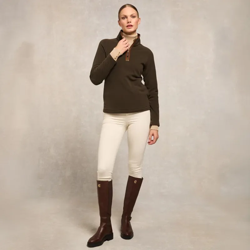 Holland Cooper Country Fleece Half Zip Ladies Pullover - Khaki-5