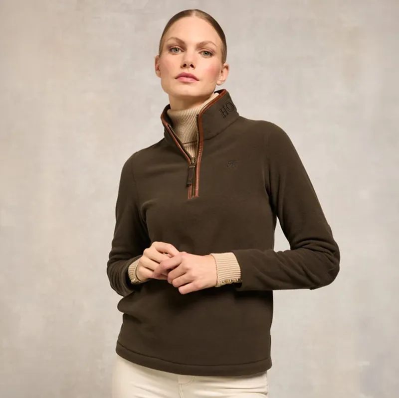 Holland Cooper Country Fleece Half Zip Ladies Pullover - Khaki