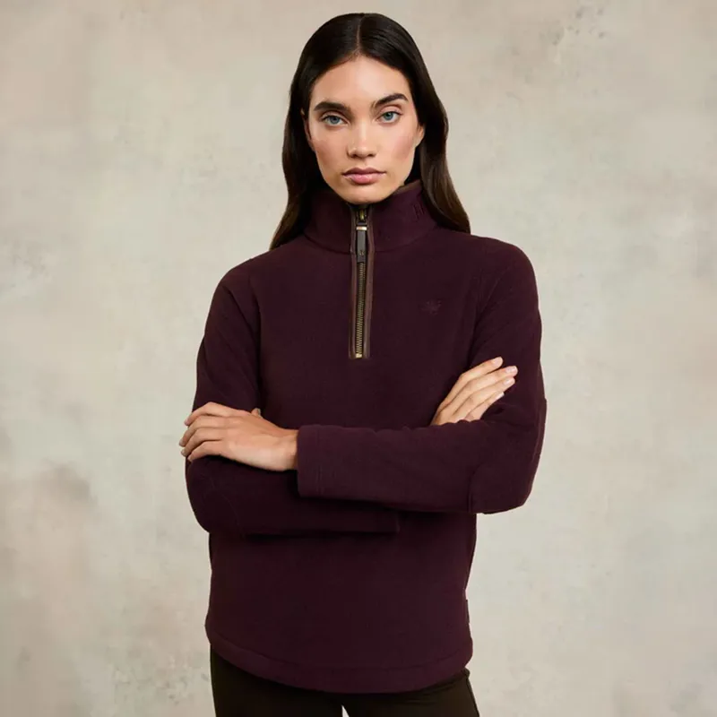 Holland Cooper Country Fleece Half Zip Ladies Pullover - Mulberry