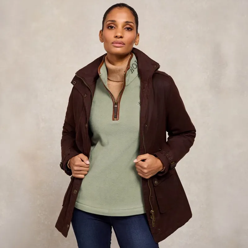 Holland Cooper Country Fleece Half Zip Womens Sweater - Sage-4