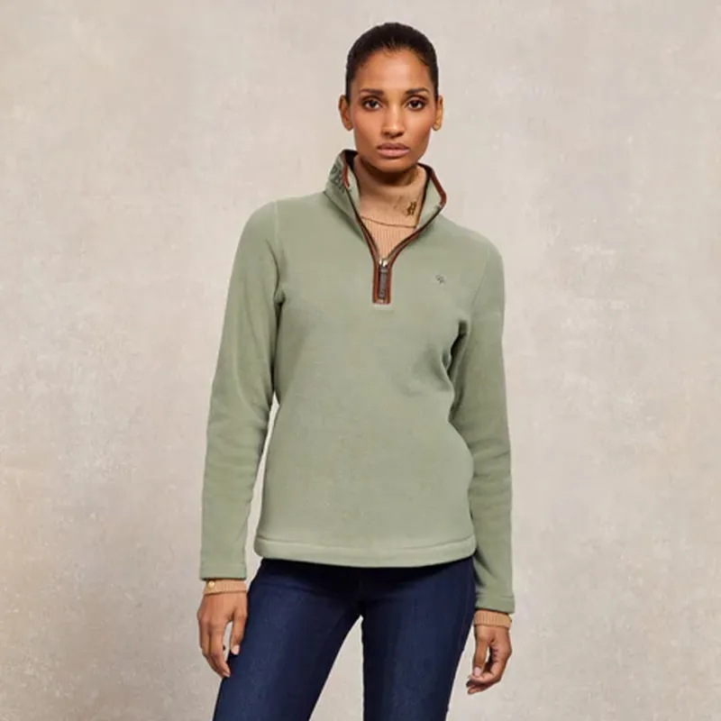 Holland Cooper Country Fleece Half Zip Womens Sweater - Sage-3