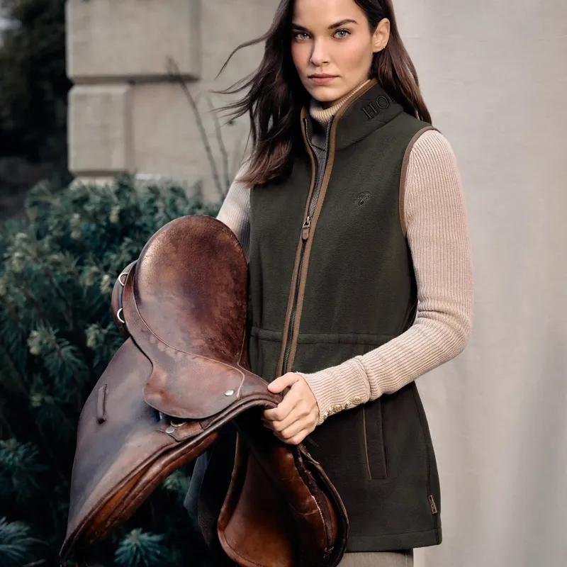 Holland Cooper Country Longline Fleece Women's Vest - Khaki-2