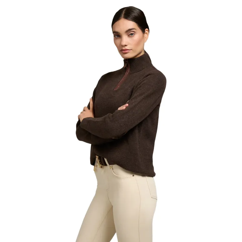Holland Cooper Country Women's Quarter Zip Knit - Chocolate-5