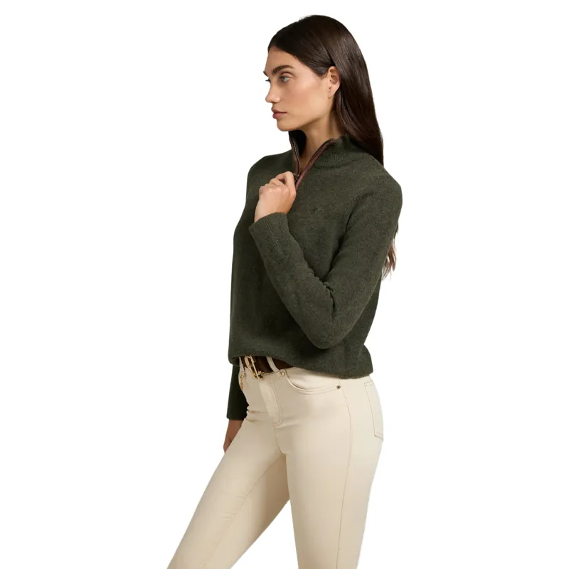 Holland Cooper Country Women's Quarter Zip Knit - Forest Marl-1