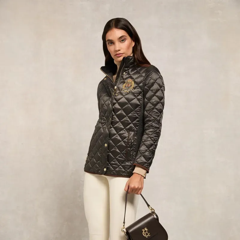 Holland Cooper Diamond Quilt Classic Women's Jacket - Khaki-1