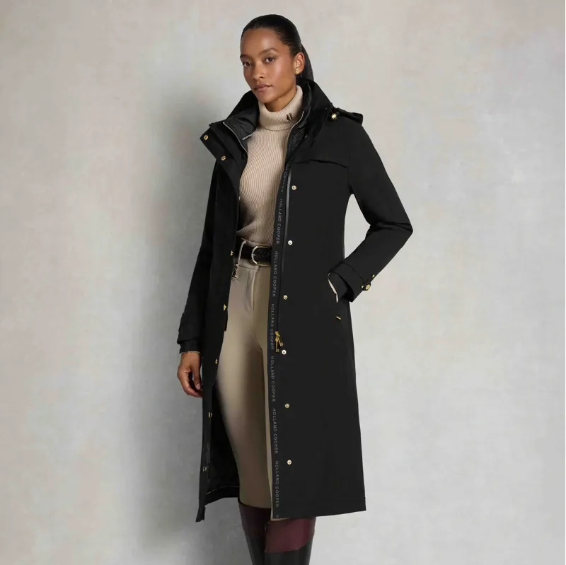 Holland Cooper Folgate Women's Long Waterproof Rain Coat - Black-5