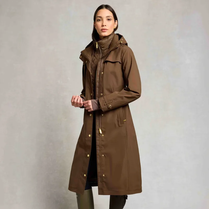 Holland Cooper Folgate Women's Long Waterproof Rain Coat - Chestnut