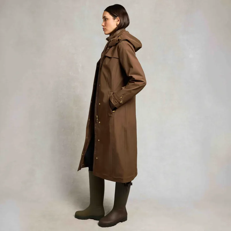 Holland Cooper Folgate Women's Long Waterproof Rain Coat - Chestnut-5