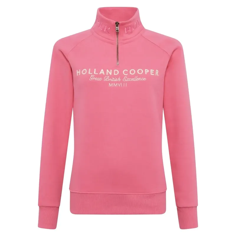 Holland Cooper Sporting Goods Henley Women's Quarter Zip - Peony Pink-4