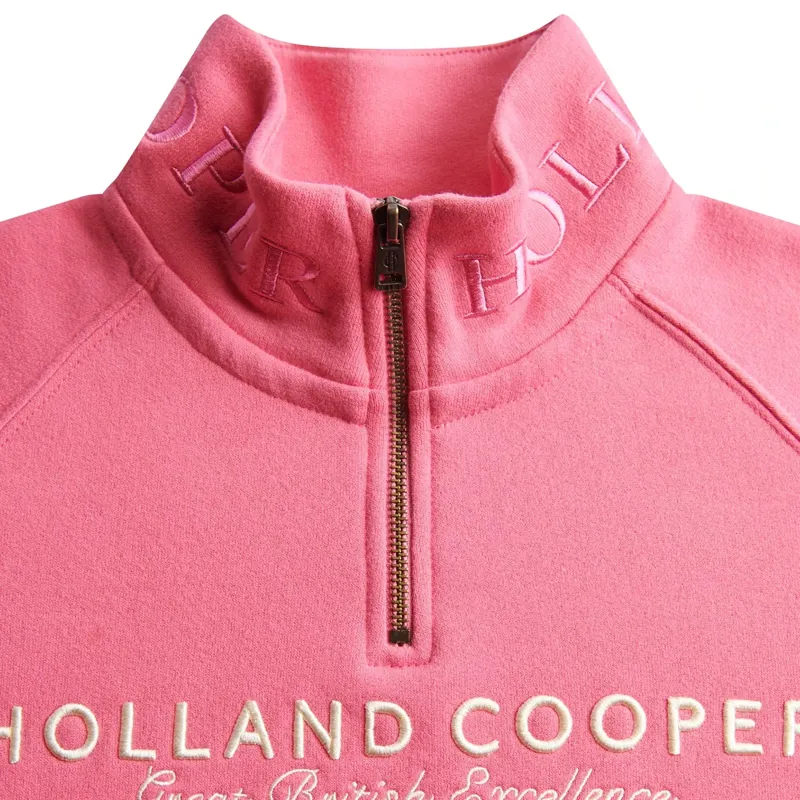 Holland Cooper Sporting Goods Henley Women's Quarter Zip - Peony Pink-5