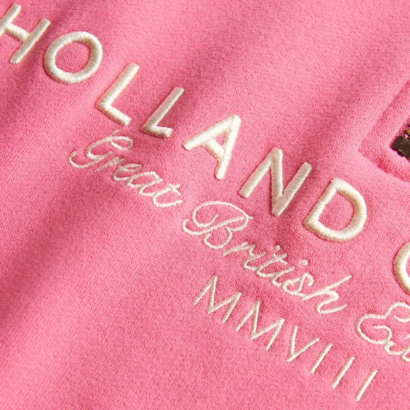 Holland Cooper Sporting Goods Henley Women's Quarter Zip - Peony Pink-6