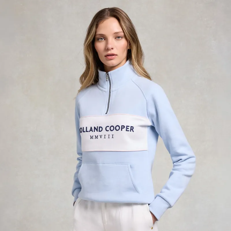 Holland Cooper Henley Women's Quarter Zip - Pale Blue