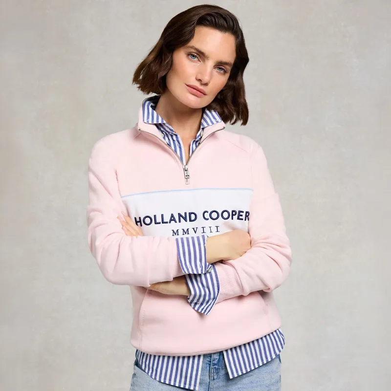 Holland Cooper Henley Women's Quarter Zip - Pink-1