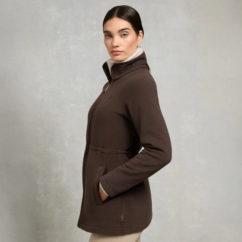 Holland Cooper Longline Country Fleece Women's Jacket - Chocolate-3