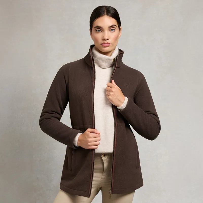Holland Cooper Longline Country Fleece Women's Jacket - Chocolate-1