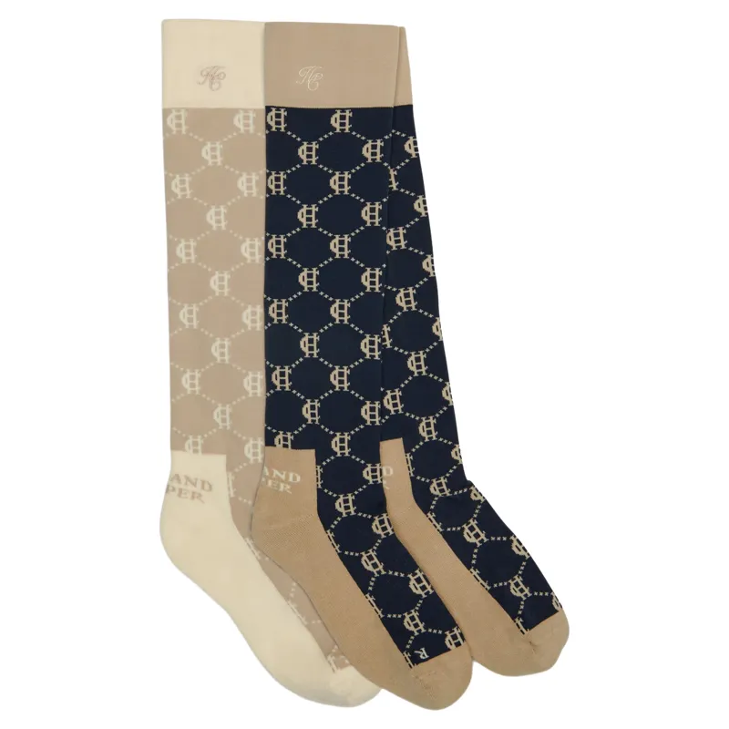 Holland Cooper Riding Socks 2 Pack - Navy/Stone