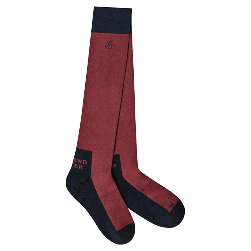 Holland Cooper Women's Tall Riding Socks - Oxblood/Navy-1