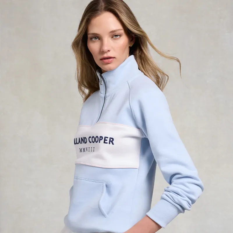 Holland Cooper Henley Women's Quarter Zip - Pale Blue-3