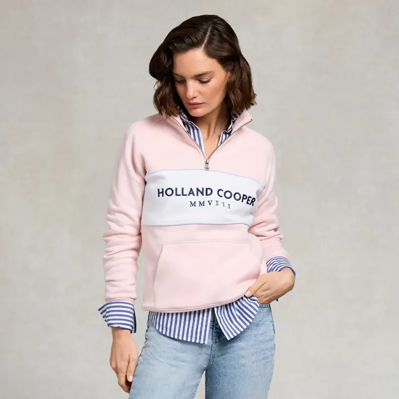 Holland Cooper Henley Women's Quarter Zip - Pink-3