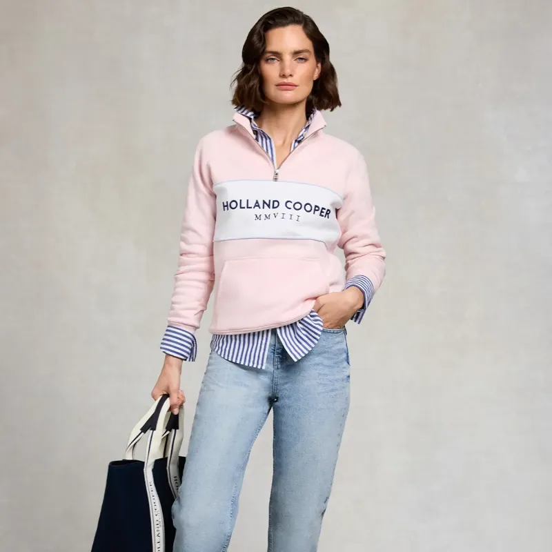 Holland Cooper Henley Women's Quarter Zip - Pink-4
