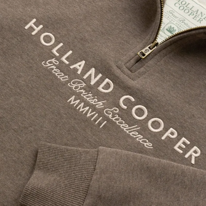 Holland Cooper Sporting Goods Henley Womens Quarter Zip Sweater - Chocolate Marl-3
