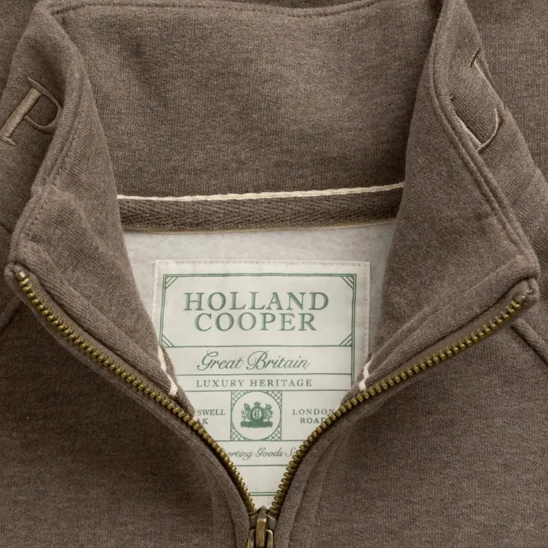 Holland Cooper Sporting Goods Henley Womens Quarter Zip Sweater - Chocolate Marl-8