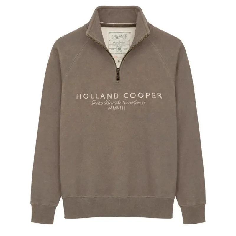 Holland Cooper Sporting Goods Henley Womens Quarter Zip Sweater - Chocolate Marl-1
