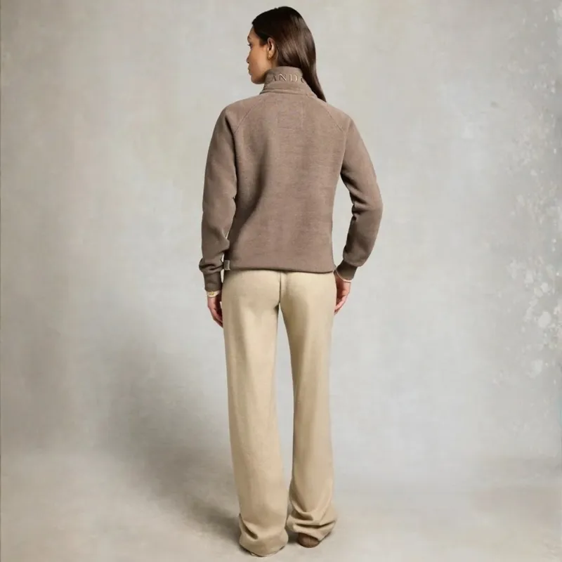Holland Cooper Sporting Goods Henley Womens Quarter Zip Sweater - Chocolate Marl-10