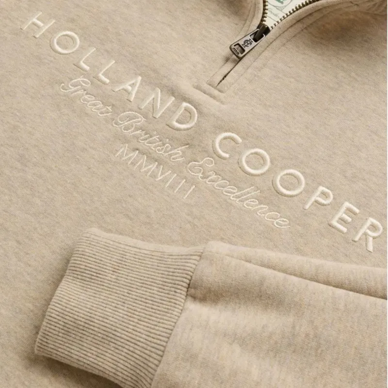 Holland Cooper Sporting Goods Henley Womens Quarter Zip Pullover - Oatmeal Marl-3
