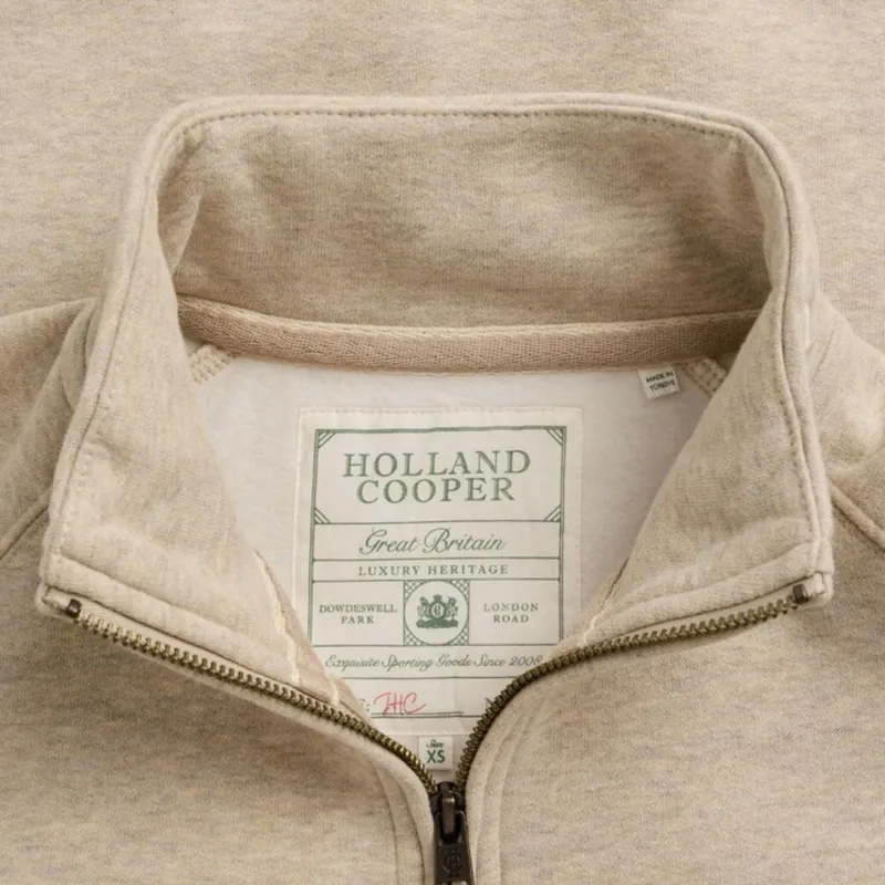Holland Cooper Sporting Goods Henley Womens Quarter Zip Pullover - Oatmeal Marl-5