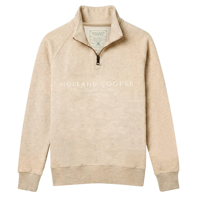 Holland Cooper Sporting Goods Henley Womens Quarter Zip Pullover - Oatmeal Marl-1