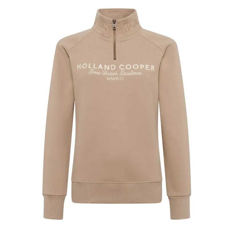 Holland Cooper Sporting Goods Henley Women's Quarter Zip - Taupe-1