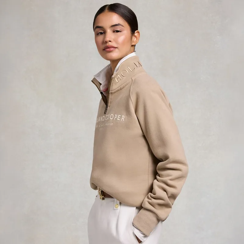 Holland Cooper Sporting Goods Henley Women's Quarter Zip - Taupe-3
