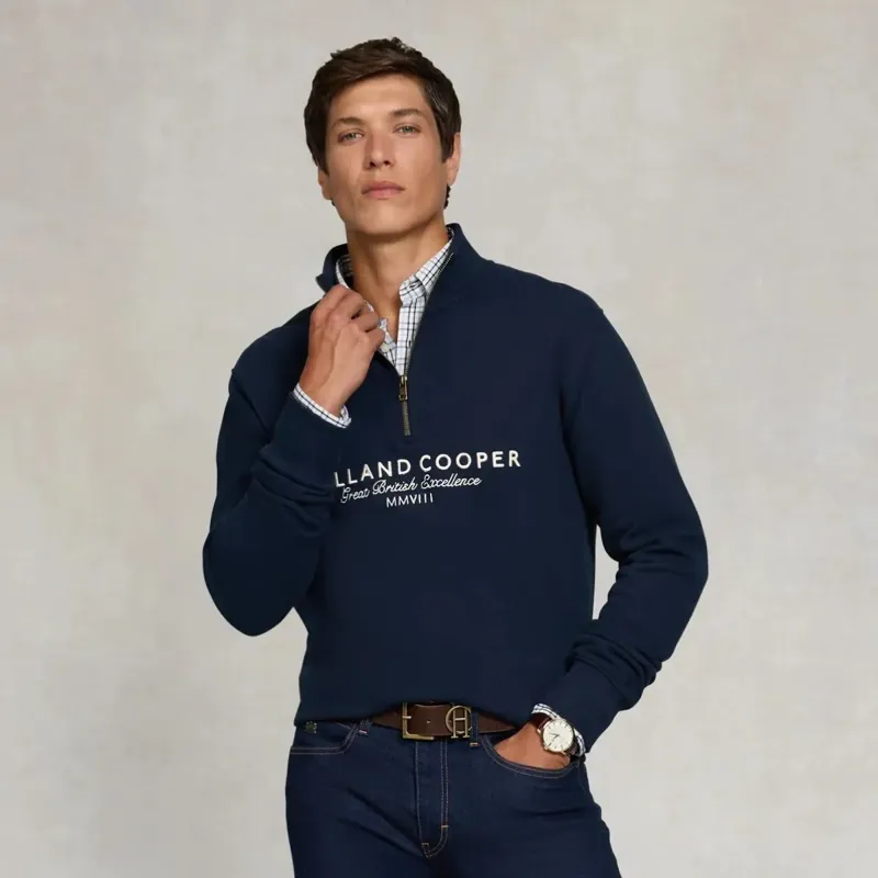 Holland Cooper Henley Sporting Goods Men's Quarter Zip - Ink Navy-2