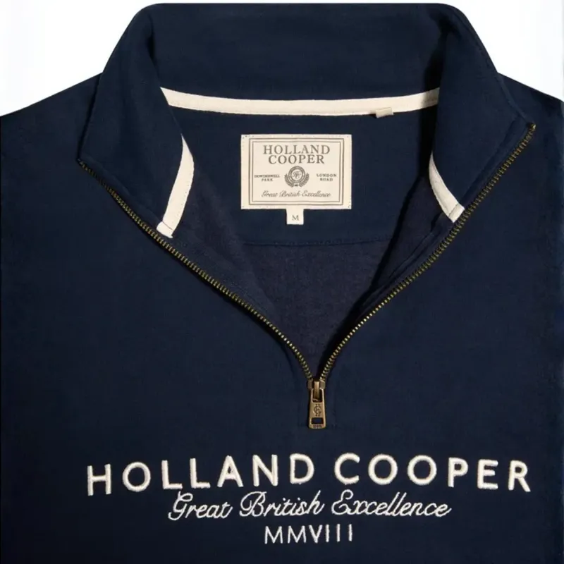 Holland Cooper Henley Sporting Goods Men's Quarter Zip - Ink Navy-3