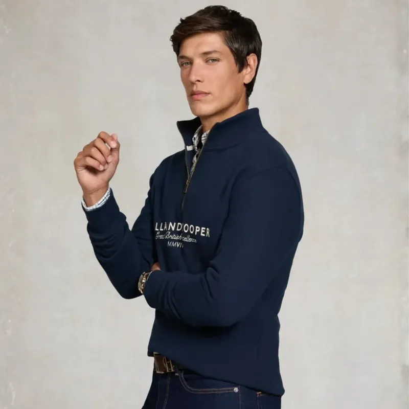 Holland Cooper Henley Sporting Goods Men's Quarter Zip - Ink Navy-6