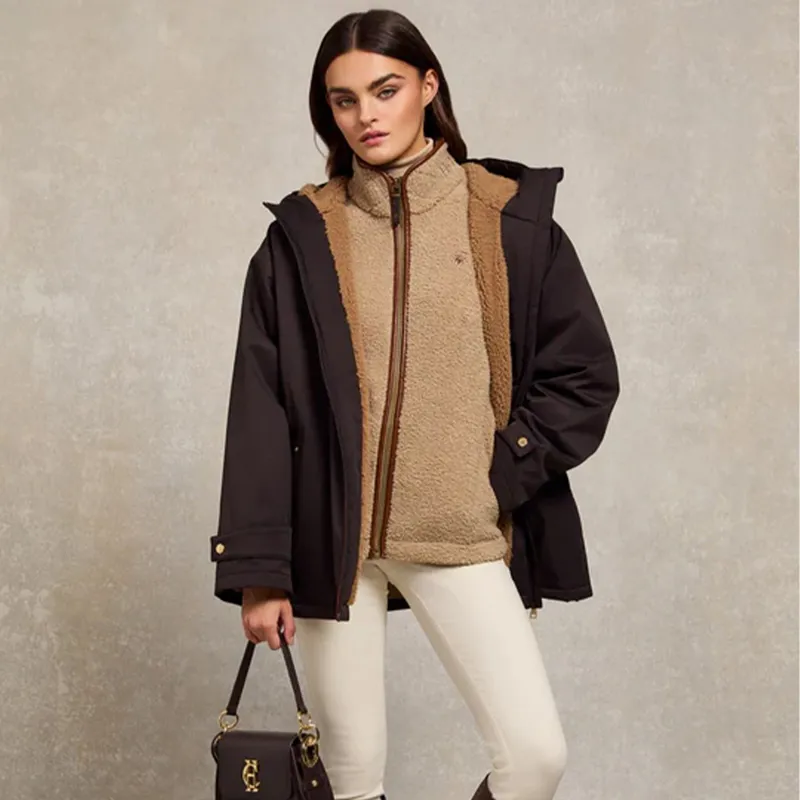 Holland Cooper Country Womens Full Zip Fleece Jacket - Natural Sherpa-2