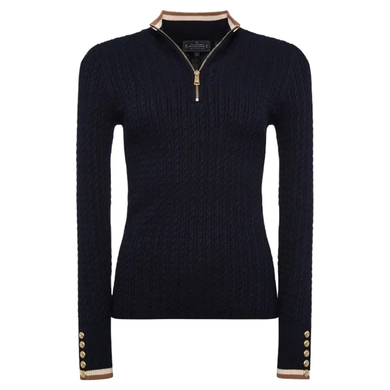 Holland Cooper Zoe Womens Quarter Zip Knit - Ink Navy-4