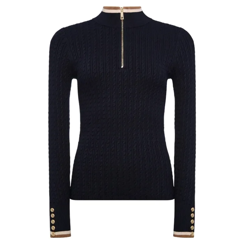 Holland Cooper Zoe Womens Quarter Zip Knit - Ink Navy-3