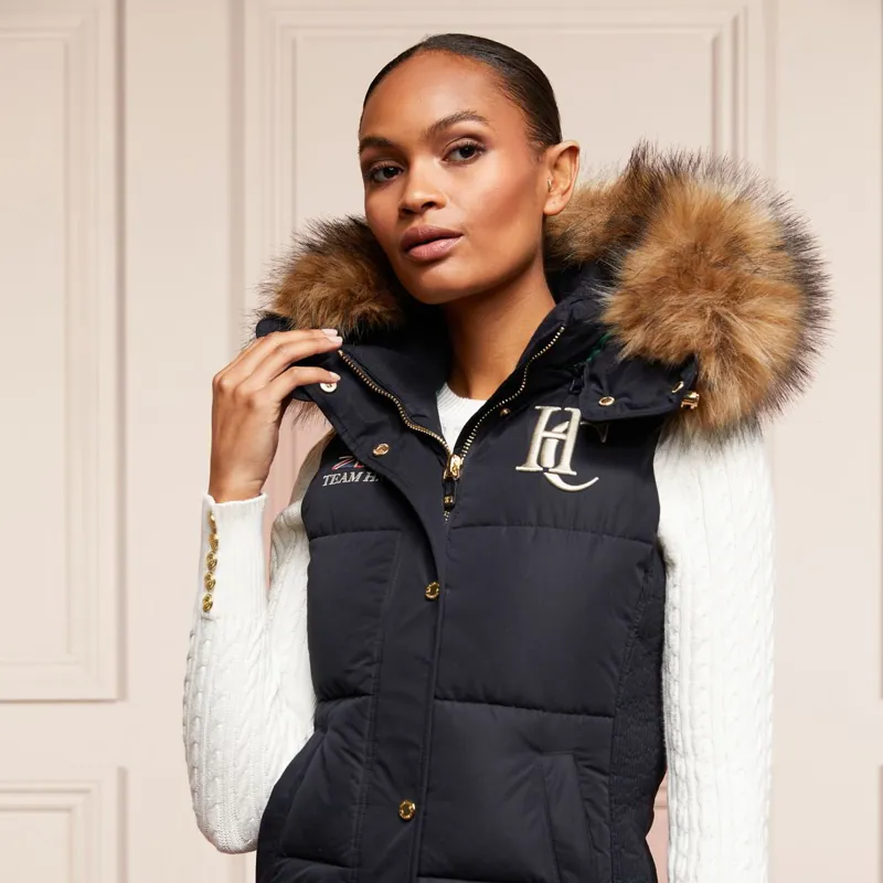 Holland Cooper Team Hooded Ladies Vest - Ink Navy-1