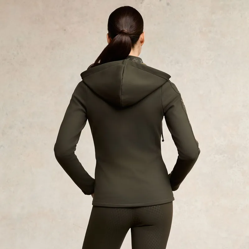 Holland Cooper Crystal Zip Ladies Hoodie - Dark Olive-1