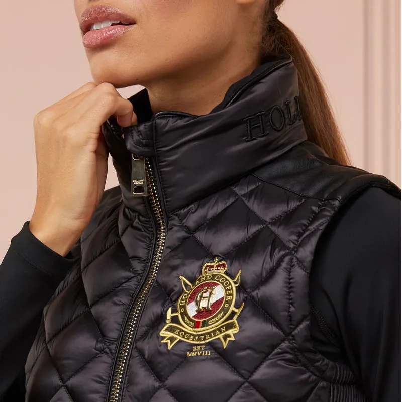 Holland Cooper Diamond Quilt Classic Ladies Vest - Black-3